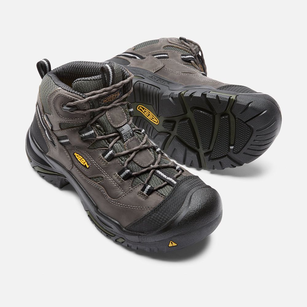 Keen Laarzen Heren Zwart Bruin - Braddock Waterproof Mid (Steel Toe) - 07193-FQZJ